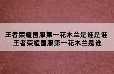 王者荣耀国服第一花木兰是谁是谁 王者荣耀国服第一花木兰是谁